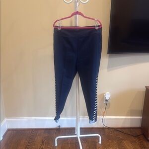 Navy Blue Leggings with Side Stripes